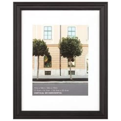 11x14 Matted To 8x10 Ridged Profile With White Mat Wall Frame, Black