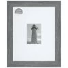 14x18 Matted To 5x7 Wide Flat Profile With White Mat Wall Frame, Grey