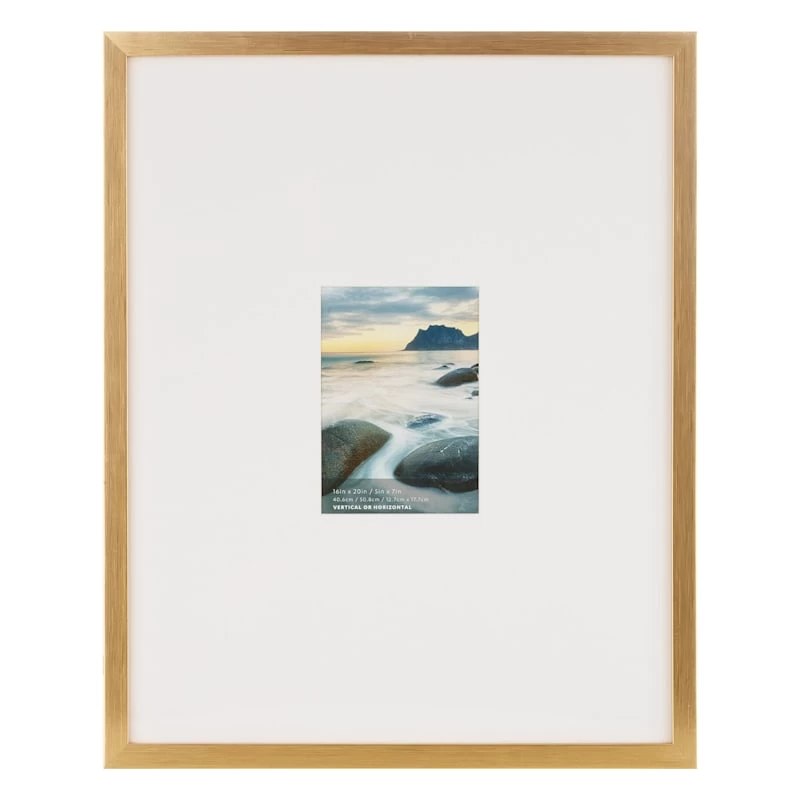 16x20 Matted To 5x7 Wall Frame, Gold 1 16x20 Matted To 5x7 Wall Frame, Gold