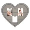 3-Opening Gray Plank Heart Shaped Photo Clip Collage Frame
