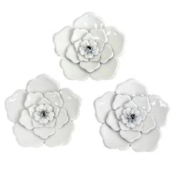 3-Piece Metal Flower Wall Decor, 8x8