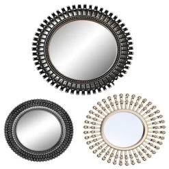 3-Piece Sunburst Wall Mirror Set, 25"