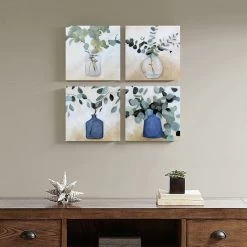 4-Piece Plant Still Life Canvas Wall Art, 12" -Home Decor Store 4 piece plant still life canvas wall art 12 4