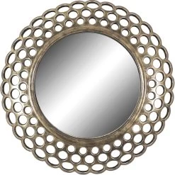 Antique Gold With Open Frame Round Wall Mirror, 16"