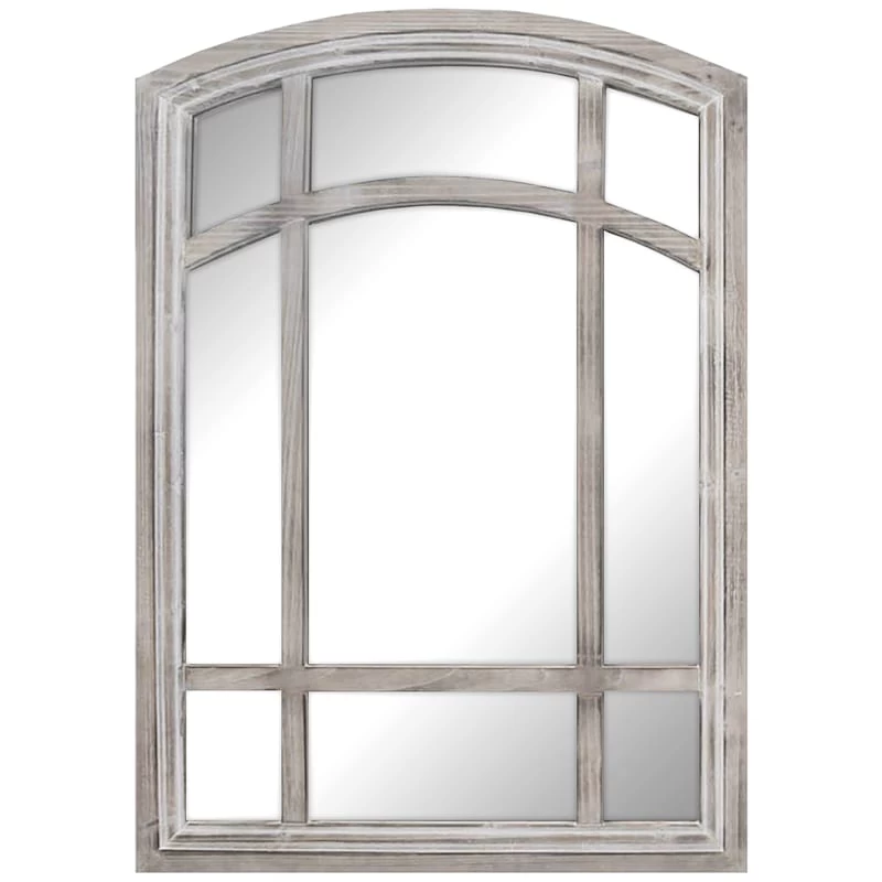 Arched Wood Window Pane Wall Mirror, 28x39 1 Arched Wood Window Pane Wall Mirror, 28x39