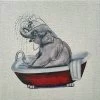 Bathing Beauty Elephant Canvas Wall Art, 12"