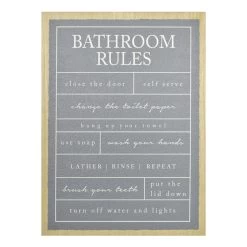 Bathroom Rules Wall Art, 14x19