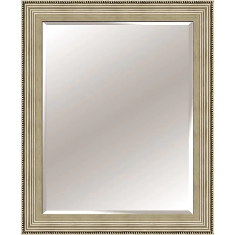 Beaded Champagne & Silver Wood Framed Wall Mirror, 30x42 1 Beaded Champagne & Silver Wood Framed Wall Mirror, 30x42
