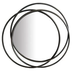 Black Metal Rings Wall Mirror, 26x25