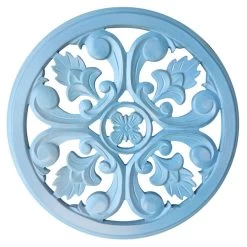 Blue Hand Carved Wood Dania Panel Wall Art, 16"