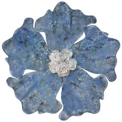 Blue Metal Flower Wall Decor, 13"
