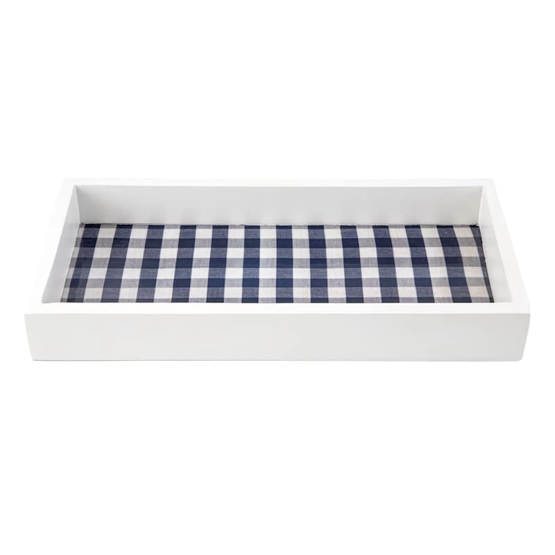 Blue & White Check Patterned Tray, 12x16 1 Blue & White Check Patterned Tray, 12x16