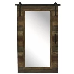 Brown Faux Wood Wall Mirror, 33x50
