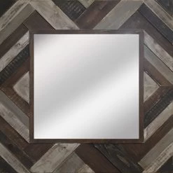 Brown Wood Wall Mirror, 36"