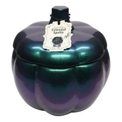 Celestial Spells Scented Iridescent Pumpkin Glass Jar Candle, 12oz