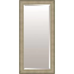 Champagne & Silver Beaded Wood Framed Wall Mirror, 30x54