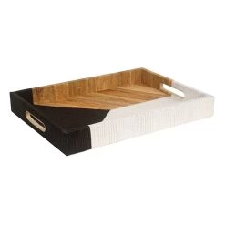 Crosby St Black Fabric & Wood Tray, 12x16