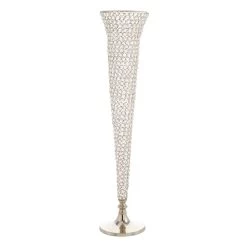 Crystal Metal Flute Vase, 36"