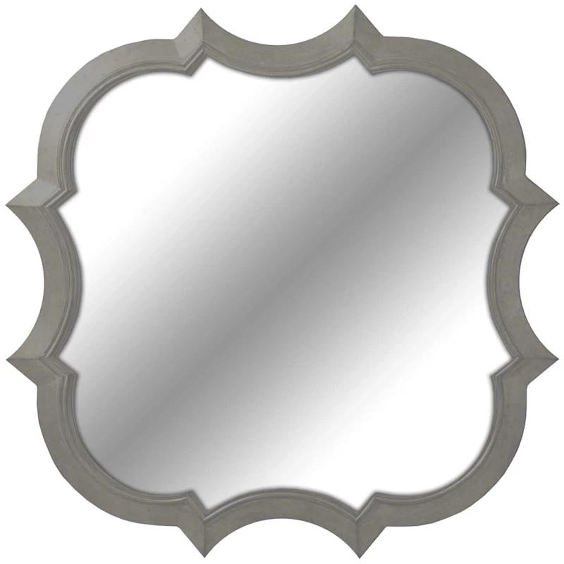 Decorative Shape Pewter Injection Frame Wall Mirror, 30" 1 Decorative Shape Pewter Injection Frame Wall Mirror, 30"