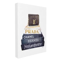Designer Bag & Bookstack Canvas Wall Art, 18x24