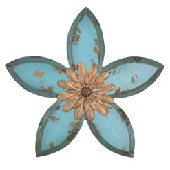 Distressed Blue Wood Flower Wall Decor, 15"