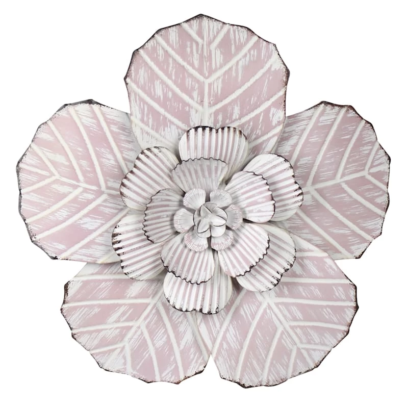 Embossed Pink Metal Flower Wall Decor, 10" 1 Embossed Pink Metal Flower Wall Decor, 10"