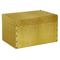 Faux Leather Gold Rectangle Box, 15x7