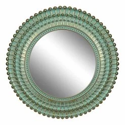 Found & Fable Aqua & Gold Round Wall Mirror, 22"