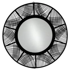Found & Fable Black Bamboo Round Wall Mirror, 35"
