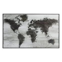 Found & Fable Black & White Map Framed Canvas Wall Art, 61x36