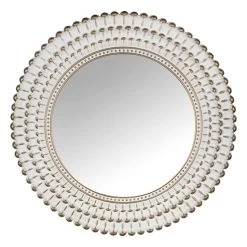 Found & Fable White & Gold Round Wall Mirror, 22"