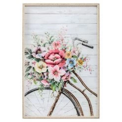 Framed Floral Bicycle Textured Canvas Wall Art, 20x30