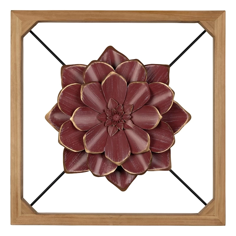 Framed Metal Flower Wall Decor, 16" 1 Framed Metal Flower Wall Decor, 16"