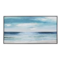 Framed Silver Shore Embellished Canvas Wall Art, 49x25