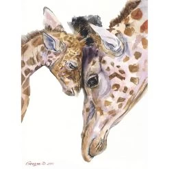 Giraffe Family Portrait Canvas Wall Art, 12x16