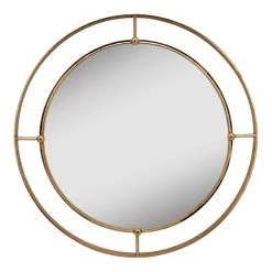 Gold Double-Wire Framed Round Wall Mirror 30"