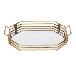 Gold Glass Tray With Mirror Top, 23x13