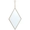 Gold Metal Diamond Shaped Hanging Wall Mirror, 10x18