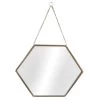 Gold Metal Hexagon Shaped Hanging Wall Mirror, 16"