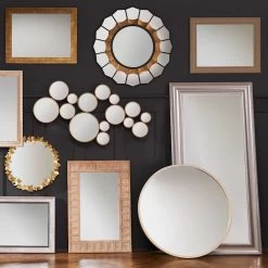 Grace Mitchell Champagne Metal Round Wall Mirror, 35" -Home Decor Store grace mitchell champagne metal round wall mirror 35 2