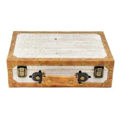 Grace Mitchell Vintage Style Wooden Suitcase Decor, 12"