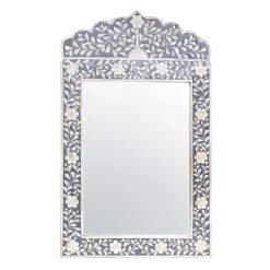 Grey Bone Inlay Arch Wall Mirror, 18x30