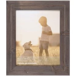 Grey Flat With Grooved Line Profile Wall Frame, 8x10