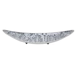Grey Mosaic Boat Tray, 23x8