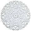 Hand Carved White Wood Ornate Panel Decor, 16"