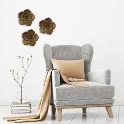 Honeybloom 3-Piece Metallic Flower Wall Art -Home Decor Store honeybloom 3 piece metallic flower wall art 2