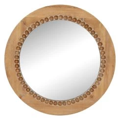Honeybloom Framed Wooden Round Wall Mirror, 24"