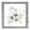 Honeybloom Glass Framed 3D Grey Floral Watercolor Wall Art, 11"