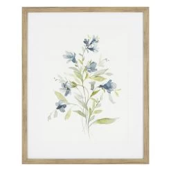 Honeybloom Glass Framed Blue Botanicals Print Wall Art, 17x21