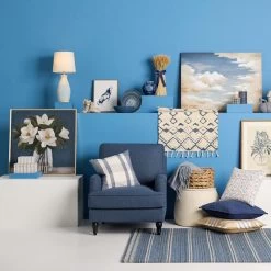 Honeybloom Ivory & Blue Striped Decorative Box, 9x7 -Home Decor Store honeybloom ivory blue striped decorative box 9x7 8